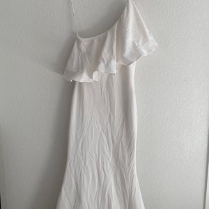 WHITE MERMAID ONE SHOULDER DRESS